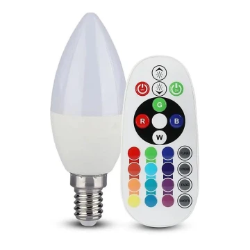 Dimbare LED RGB Lamp E14/4,8W/230V 4000K + afstandsbediening